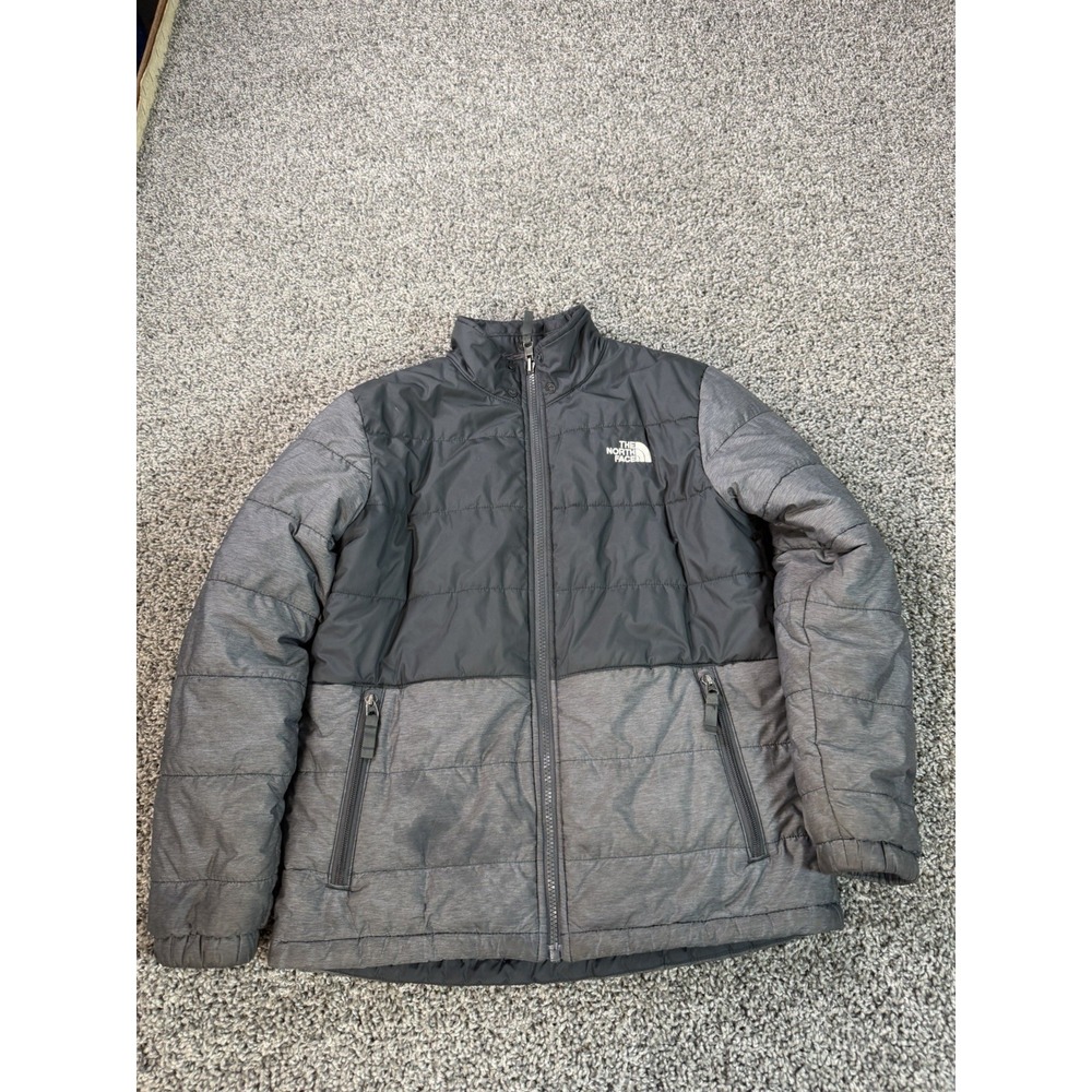 The North Face Insulated Jacket Boys Size Large Gray Full Zip Outdoor